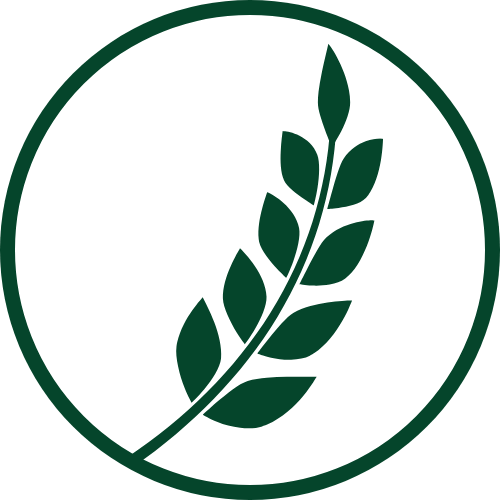 The Deep Soil brand icon featuring a single dark green curved leaf branch with multiple leaves inside a circle
