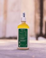 The Deep Soil Cold-Pressed Hemp Oil bottle back view showing Nutritive Value and green label