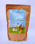 The Deep Soil Finger Millet Flour Ragi Ka Atta package back view with nutritional facts on white background