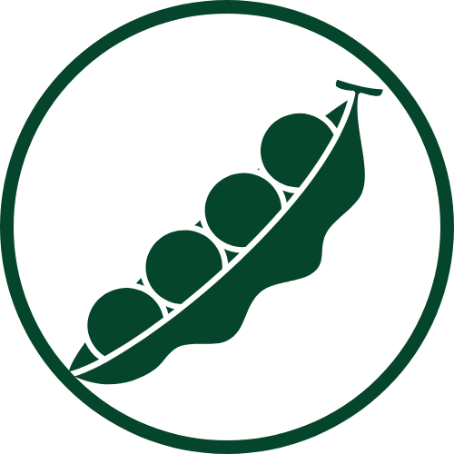 The Deep Soil brand icon featuring a dark green pea pod with four peas inside a circle